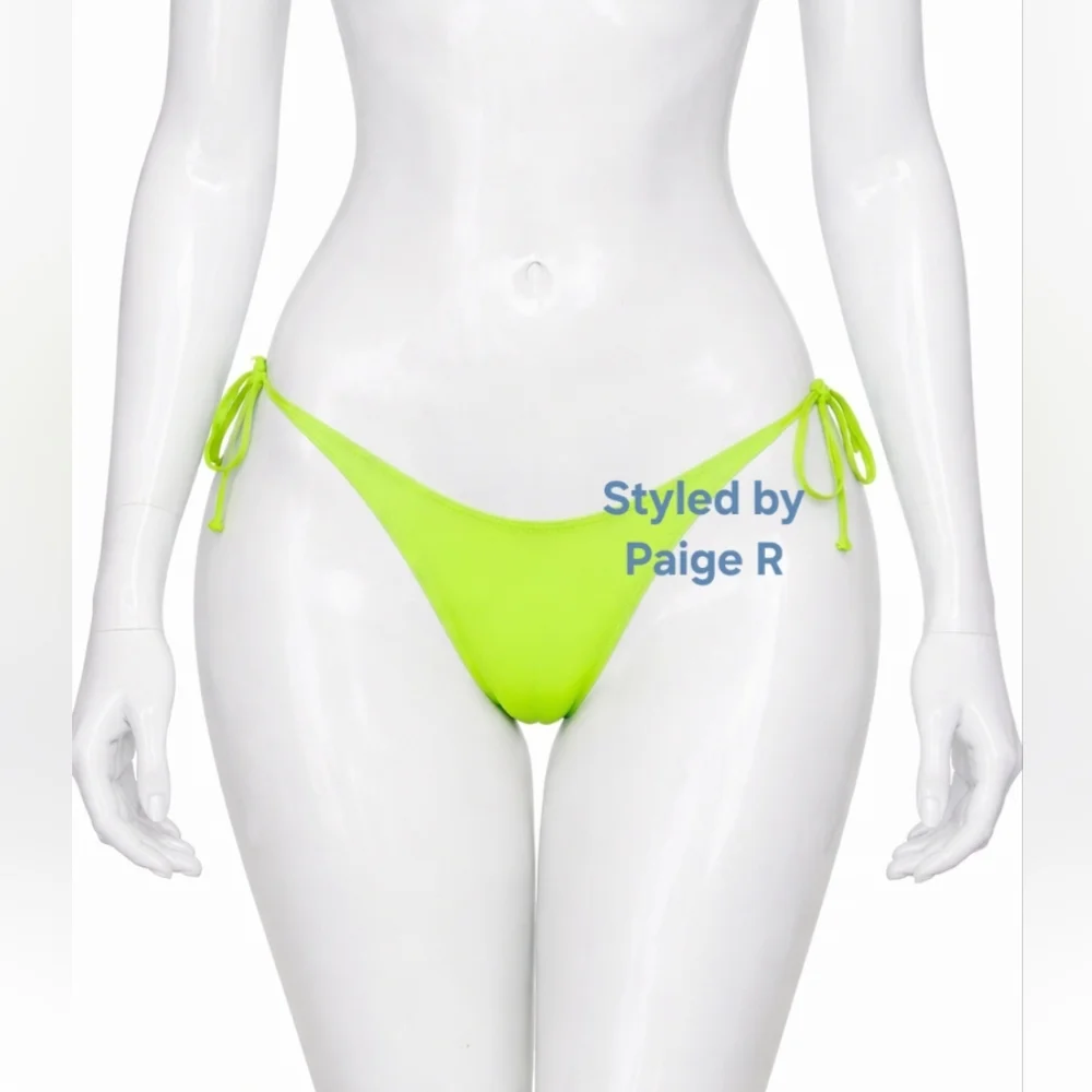 ⛱️NWT SKIMS Dippy Dipped side tie String Bikini Bottoms Neon NEON GREEN 💚3X